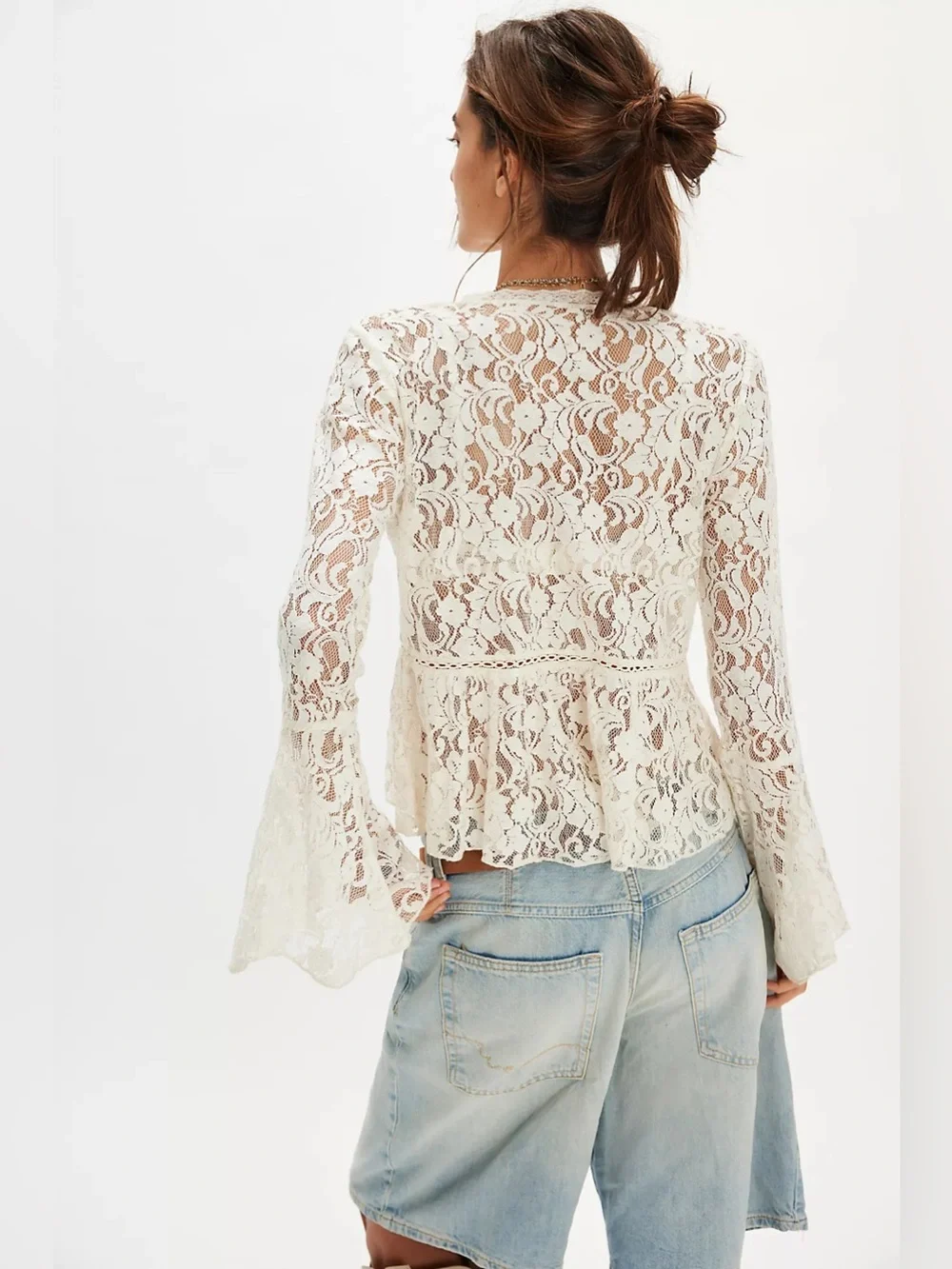 NWT! FP Free People Whispering Love Lace Top Sz Large